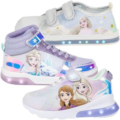 Disney Frozen - Bambina - Scarpe Stivaletti Sneakers con Luci LED - Prodotto Originale [Sneakers Alte LED 6654 Viola - 33]