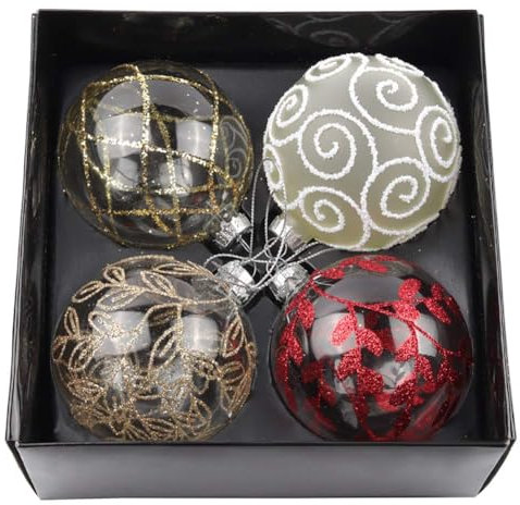 Warmiehomy Set of 2x4 Christmas Tree Baubles Balls Fillable Hanging Glass Baubles Xmas Tree Holiday Party Festival Decoration (10cm)