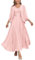 Robe longue mère de la mariée pour femme avec veste 2 pièces en mousseline de soie formelle robe d'invité de mariage, rose, 48 Grande taille