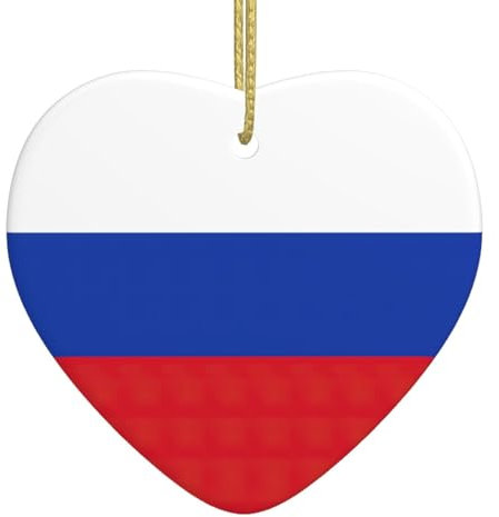 Weihnachtsschmuck mit russischer Flagge für Weihnachtsbaumschmuck, mit goldfarbenem Seil für Party-Dekoration, zum Aufhängen
