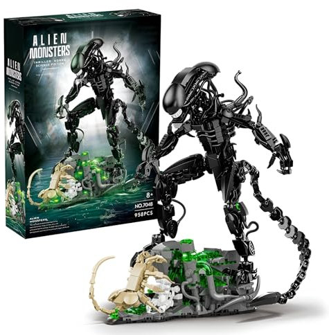SymGrpu Xenomorph Mech Action Figur Bausteine Bausatz für Erwachsene, Aliens Monster Klemmbausteine, Fiction Modellspielzeug für Fans Jungen (958PCS)