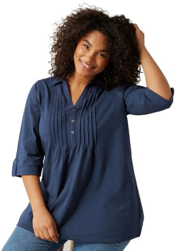 EVANS Curve Chartreuse Green Pintuck Henley Top - Women's - Plus Size Curve