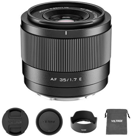 VILTROX AF 35mm f/1.7 Air E Objetivo para Montura Sony E, f/1.7 Gran Apertura APS-C Objetivo con Enfoque automático Compatible con cámaras Sony ZV-E10 II EV10 A6700 A6600 A6400 A7C II A7RV A7III