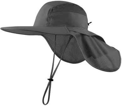 Zylioo L-XL Sonnenhut für Herren mit Nackenklappe, Atmungsaktive Schnelltrocknende Safarihut Wanderhüte mit Sonnenschutz