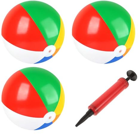 FDJZXW 3 Stück Wasserball Aufblasbar, 16 Zoll Inflatable Strandbälle mit 1 Kleiner Luftpumpe, Schwimmball Aufblasbarer Wasserball Beach Ball Pool Spielzeug Strand Wasserspielzeug für Beach Pool Party
