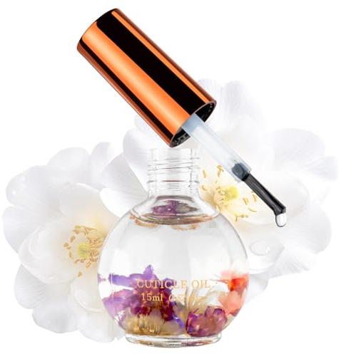 Cuticle Oil with Real Flowers, Nail Oil 15 ML Jasmine | Hydrates, Moisturizes, Strengthens, Repairs, Nails Damage Dry Cuticle