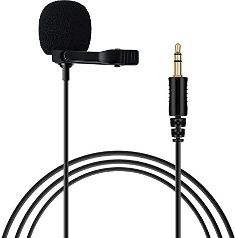 MQODLFP Omnidirectional Microphone 3.5mm Lavalier Tie Clip Microphones Mini Audio Mic for Camera Computer Laptop Phone