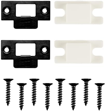 Bojueshaw 2PCS Stainless Steel Latch Lock Plate for Wooden Doors – Replacement and Repair Plate for Bedroom and Room Locks(Black)
