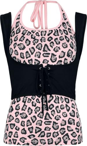 Rock Rebel by EMP Damen schwarzes Neckholder-Top mit Totenkopf-Muster