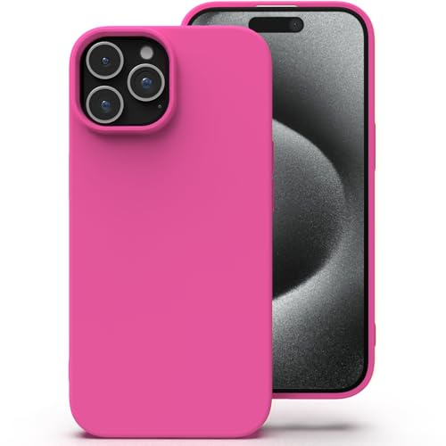 Zuvirelx Silikon Hülle für iPhone 15 Pro Max - Diva Rosa | Dünne, Rutschfest, Weiches Griff, Minimalistisch, Taschenpassend, Stoßfest Handyhülle