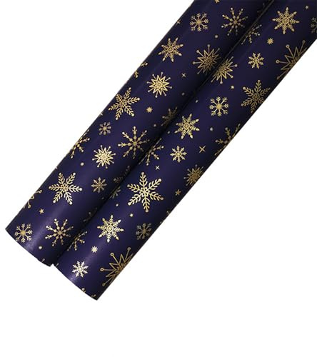 Gleemix 5 Stück Geschenkpapier Weihnachten, 70x50cm Weihnachtsgeschenkpapier Blau, Weihnachtspapier Geschenkpapier Kinder, Schneeflocken Wrapping Paper Geburtstag, Für Weihnachts Hochzeit Geburtstags