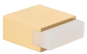 EVI Herrajes | Arrêt de porte au sol - Design carré | 25x14 mm | Laiton mat - Caoutchouc blanc | Montage adhésif | I-197/14