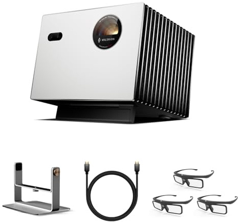 Valerion Heimkino-Bundle – Kaufe 1, Erhalte 5: Plus2 4K Laserprojektor 2000 ISO Lumen + Desktop-Gimbal-Stativ + 3×3D-Brillen + HDMI-Kabel