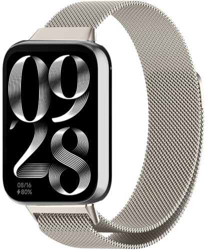 PKQTOP Magnetico Cinturino per Redmi Watch 4 / Watch 5, Bracciali Regolabile Metallo Cinturini di Ricambio per Xiaomi Smart Band 8 Pro/Band 9 Pro