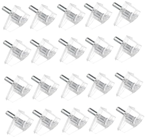 Homoyoyo 20 pezzi Pioli di Supporto Mensola Trasparenti in Plastica per Mobili Armadi Ripiani Accessori per Fissaggio Mensole in Vetro e Legno di Perni Resistenti e Lisci per Casa e