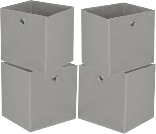 4er Faltbare Aufbewahrungsboxen 32x32x32 cm Stoffboxen mit Fingerloch für Kallax Regale Platzsparende Würfelboxen aus Vliesstoff Aufbewahrungslösung für Würfelregal Schrank Kinderzimmer Grau