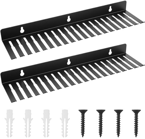 PercyEffie 2 Pack Wall Mountable Cable Hanger 19 Slots Steel Cable Rack Cord Organizer Studio Storage,Slots Width from 5.5 to 9.5mm for Cord Holder Management Rack Wall Shelf Mount Attachment Storage
