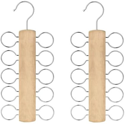 Schalbügel, Schalhalter, Krawattenhalter, 2 Stück Krawattenbügel, Gürtelhalter, Scarf Holder, Holz Krawatten Halter, Schal Kleiderbügel, Multifunktionaler Schrank-Organizer für Schals,Krawatten,Gürtel