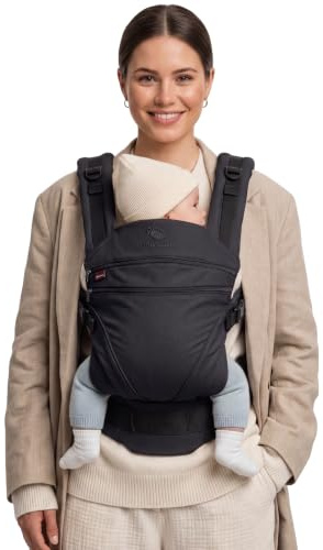 manduca XT Baby Carrier - Porte Bebe - Siège ajustable, s'étend du nouveau-né au tout-petit - Porte bébé avec 3 options de portage, Melange Black