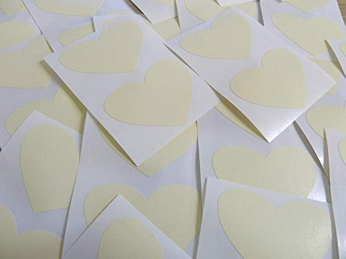 50x37mm Creme Beige Herzförmig Etiketten, 40 Selbstklebende Farbcode Sticker, Klebend Herzen für Handwerk und Deko