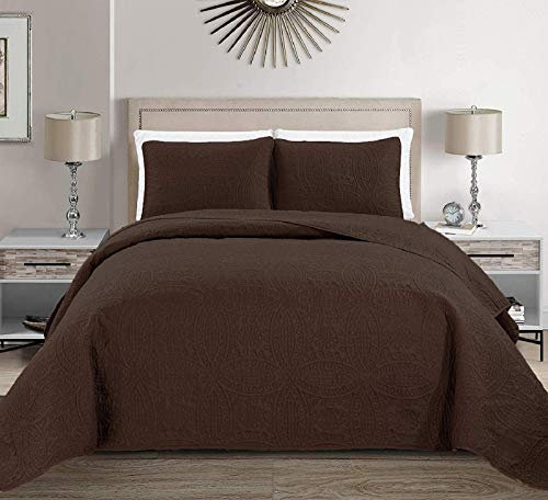 MK Home Mk Collection Tagesdecke mit Prägung, einfarbig, Übergröße, Kaffee/Dunkelbraun, Doppelbettgröße (254 x 274 cm)