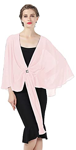 BEAUTELICATE Chiffon Schal Stola Bolero Damen Für Abendkleid Festlich Hochzeit Braut Frühling Sommer in Verschiedenen Farben - Ballett Rosa - Gr. Einheitsgröße