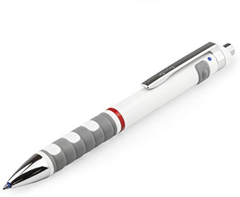 Rotring – Stylo à bille Tikky 3 en 1, porte-mine 0,7 mm, encre rouge et bleue, corps blanc