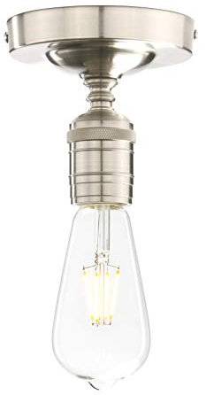 Phansthy Deckenlampe Vintage Deckenleuchte, Lampe, Wohnzimmerlampe, Schlafzimmerlampe, Küchenlampe, Deckenstrahler Industrie Hängeleuchte Hängelampen Pendelleuchte(Gebürsteter Edelstahl Farbe)