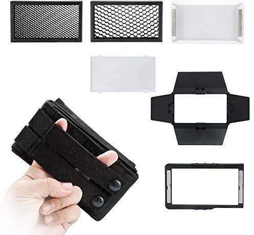 Boling Kit de Accessoires d'éclairage pour BL-P1 RGB LED, avec Nid d'abeille, Softbox, Diffuseur Souple, Barndoor et Sac de portable compatible avec BL-P1