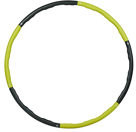 Relaxdays Hula Hoop Reifen, 98cm Ø, Fitnessreifen für Erwachsene, 1,2kg, zum Abnehmen, Bauchtraining, Massage, gelb/grau