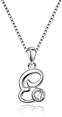 SIMPLGIRL Buchstabe Halskette Kette 925 Sterling Silber Zirkonia Initialen Alphabet E Brief Halsketten für Damen Mädchen