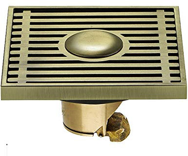Quadratischer Duschbodenablauf Verhindern Sie Gerüche mit einem Haarsieb und einem abnehmbaren Gitterrost, 3,9-Zoll-Duschablauf aus massivem Messing