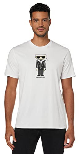 KARL LAGERFELD Herren, Kocktail Karl, Short Sleeve Crew Neck Men’s T-Shirt, Weiss/opulenter Garten, Klein