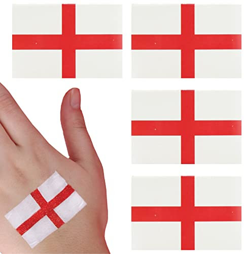 Englische Flagge, Tattoo, temporär, wasserdicht, Fußball-/Rugby-Flagge, Kostümzubehör (4 Stück)