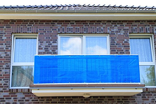 Smart Deko 90x900cm, Blau PE Balkonsichtschutz, Balkonverkleidung, Windschutz, Sichtschutz und UV-Schutz für Balkon, Gartenanlagen, Camping und Freizeit (90x900cm, Blau)