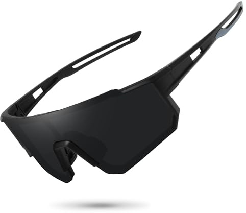 STORYCOAST Polarized Sports Sunglasses for Men Women,Bike Glasses Driving Fishing Cycling Mountain Bike Sunglasses UV400 Protection Matte Black Frame-Gray Lens
