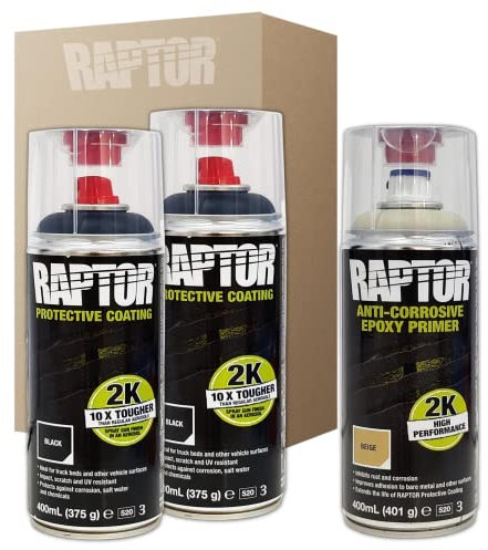 2 x SPRAY PINTURA RAPTOR 2K NEGRO + IMPRIMACION EPOXI 2K