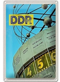 FEMER Blechschild Reise 20x30cm Berlin Deutschland Weltzeituhr DDR