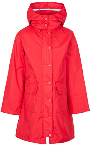 Trespass Girls Waterproof Jacket Longer Length Unpadded Hooded Raincoat Detachable Hood Windproof Taped Seams Drizzling