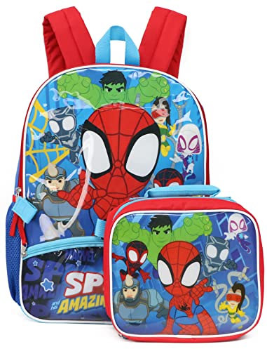 Marvel Juego de mochila y lonchera de Spidey and His Amazing Friends de 16 pulgadas, tamaño completo