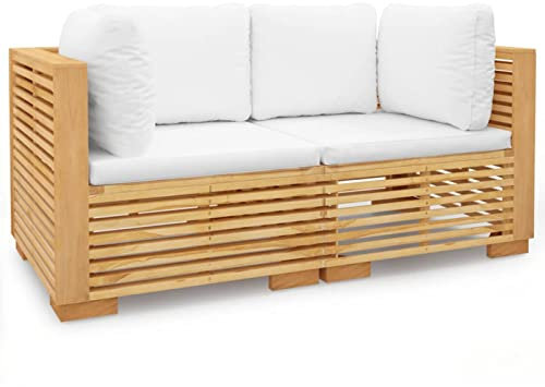 Tidyard Garten-Ecksofas mit Kissen 2 STK.Terrassensofa Lounge Ecksofa Loungesofa Gartensofa Paletten-Sofa Gartenmobel Palettenmobel Gartengarnitur 69,5 x 69,5 x 60 cm (B x T x H) Massives Teakholz