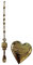 LDR Lana Rey Serpent & Spoon Heart 50cm Rosary Gold Heart Pendant Necklace, Gold Plated Snake Logo Snuff Sniff Vintage Style