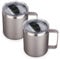 Volhoply 14oz Insulated Stainless Steel Coffee Mug with Lid Bulk 2 Pack,Double Wall Vacuum Travel Coffee Cup with Handle,Reusable Metal Tumbler,Camping Mugs Keep Hot,Christmas Gifts(Gray,2)