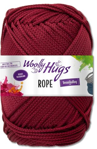 Frida's Wollhaus Woolly Hugs 200 g Rope Polyester Textilgarn Wolle Tasche mit Anleitung 13 Farben (38 | Bordeaux)