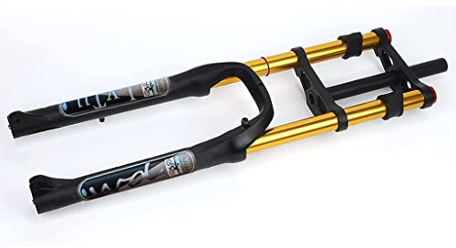 HedcO E-Bike 26 Zoll Fahrrad Federgabel 4.0 Fat Bike Vorderradgabeln Downhill Mountainbike Gabel 1-1/8 Scheibenbremse Luftgabel 170 mm Federweg für QR ATB/ (Schwarzgold)