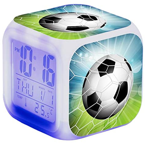 Reveil Foot, Réveil Enfant, Horloge Électronique, Réveil Numérique De Football Affichage LED, Réveil De Chevet avec Lumières LED, Réveil pour Enfats, Réveil De Chevet De Football, Horloge Digitale