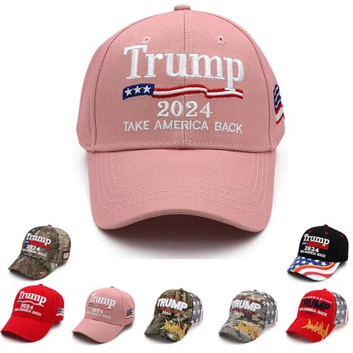 Trump 2024 Mütze MAGA Mütze bestickt Take America Back Donald Trump Slogan USA verstellbare Baseballkappe für Damen und Herren, Trump-Hut, Tab-Rosa, Einheitsgr��e