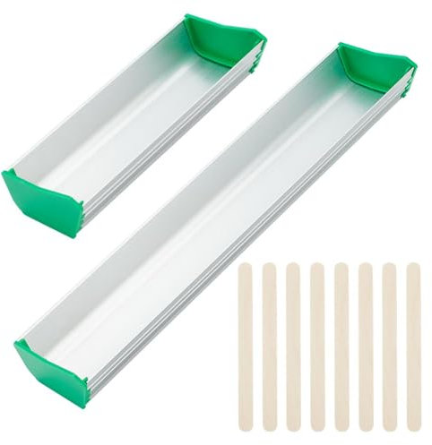 FINGERINSPIRE Recubridor de pantalla de aluminio de 2 tamaños con 50 varillas de madera para tartas de doble filo, cuchara de emulsión duradera de platino para suministros de impresión de serigrafía