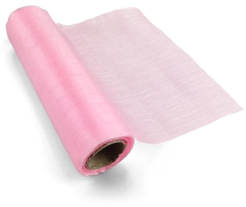 Netuno 1 Rolle Organza-Stoff Hell-Rosa 16 cm x 9 m Dekostoff halb-transparent für Hochzeit Party Tischdeko Tischläufer Vorhänge Schals Kostüme Organza zum dekorieren basteln Stoff-Deko Organza Tuch