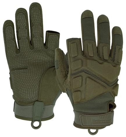 Seibertron S.O.L.A.G-HI 2.0 Handschuhe zeigefinger frei 4 Finger Taktische Sport wasserdichte Touchscreen, Stoßschutz für Jagd Army Green M